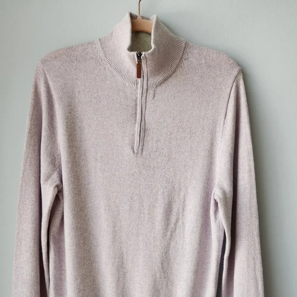 NWT J. Crew Men's Cotton Quarter-Zip Heather Light Purple Wisteria  S